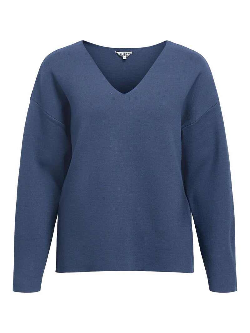 Object Reynard neulepusero - sininen - v-aukko - v-aukkoinen neule - villaton neule -  naisten vaatteet- muoti - pukeutuminen - IHANA Store  