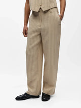 Object Rini housut - beige musta liituraidallinen- naisten housut - muoti - pukeutuminen - lifestyle - IHANA Store - kotimainen verkkokauppa