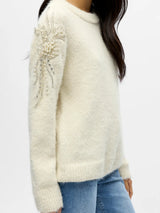 Object Salika neule - luonnonvalkoinen - helmikirjailtu - naisten muoti - neuleet - lifestyle - IHANA Store