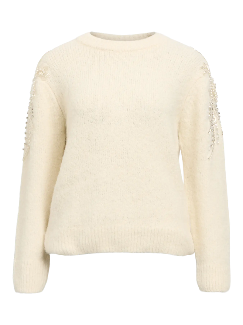 Object Salika neule - luonnonvalkoinen - helmikirjailtu - naisten muoti - neuleet - lifestyle - IHANA Store