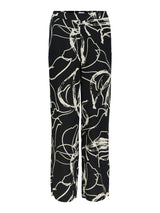 Object Sanne Aline housut  - mustavalko kuvioitu - kukkakuvioidut housut - naisten housut - pellavaiset housut - naisten muoti- lifestylemyymälä - IHANA Store - kotimainen verkkokauppa