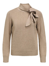 Object Thess Bow Glam neulepusero - taupe - villaton neule - yläosat - naisten vaatteet - IHANA Store - lifestylemyymälä - kotimainen verkkokauppa