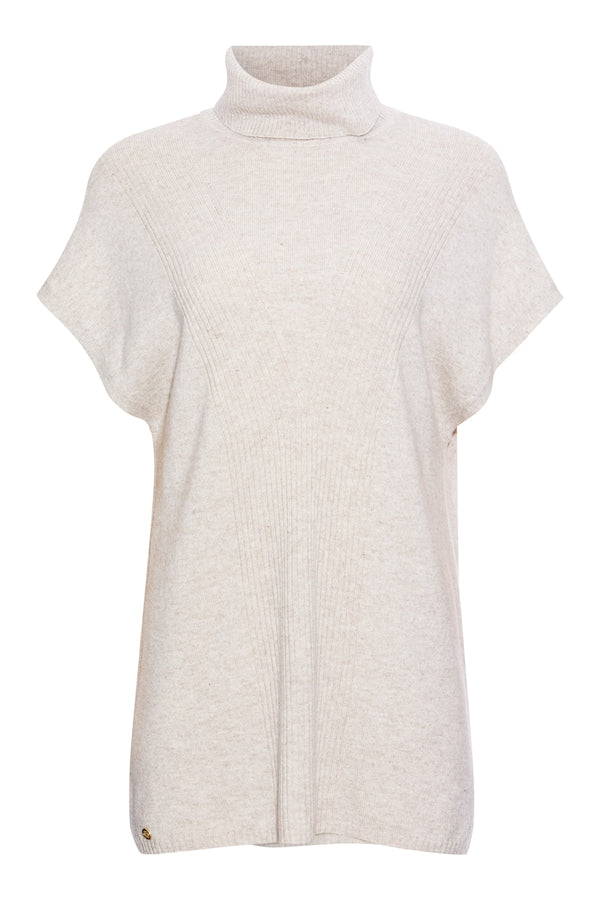 PBO Amalfi neuleliivi - beige - poolokaulus - pitkä liivi - IMuoti - Naisten vaatteet HANA Store
