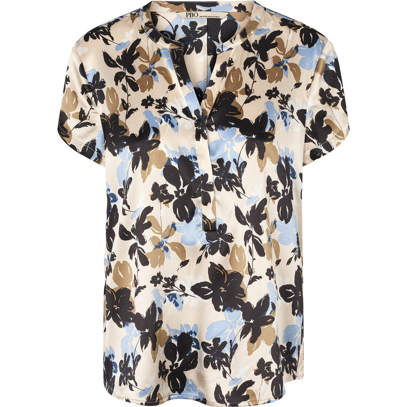 PBO Blaine silkkipaita  - beige-sini-kuvioitu - naisten silkkipaidat - muoti - lifestyle - IHANA Store