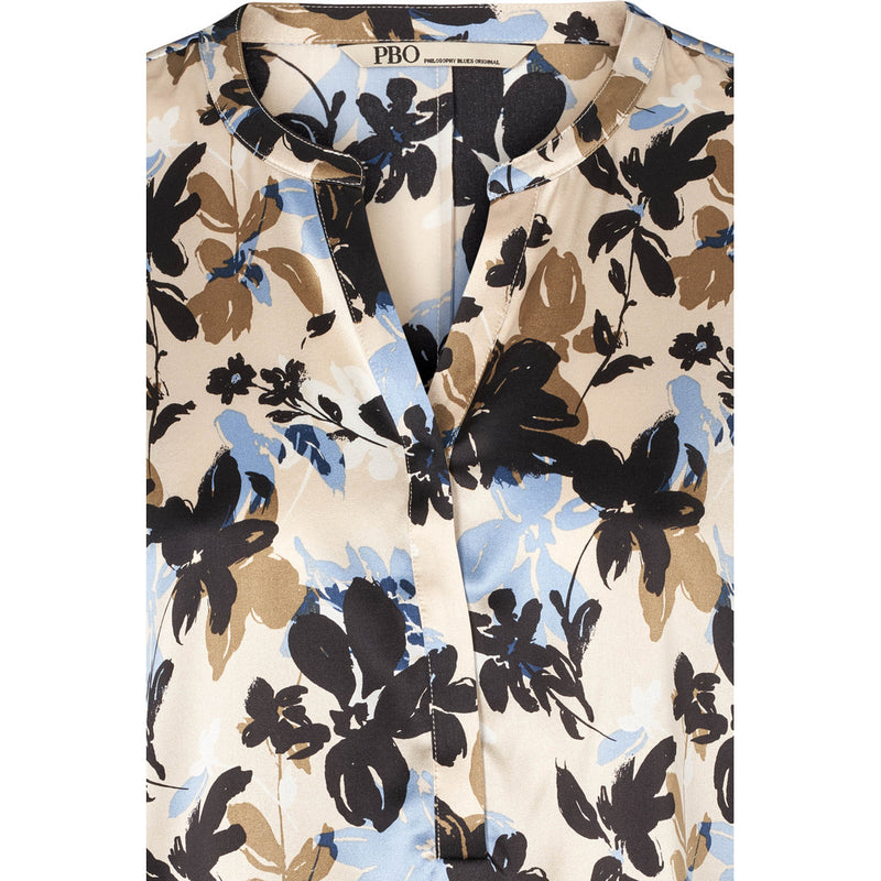 PBO Blaine silkkipaita  - beige-sini-kuvioitu - naisten silkkipaidat - muoti - lifestyle - IHANA Store