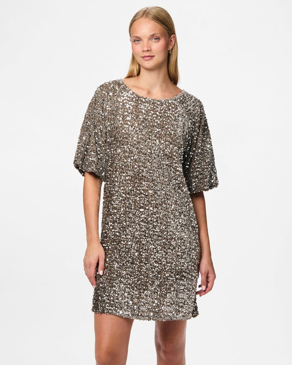 Pieces Kam paljettimekko - beige - juhlamekko - naisten vaatteet - IHANA Store 