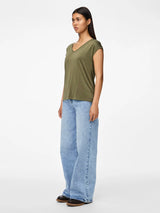 Pieces Kamala t-paita - oliivinvihreä - Naisten vaatteet - muoti - lifestyle - IHANA Store - kotimainen verkkokauppa