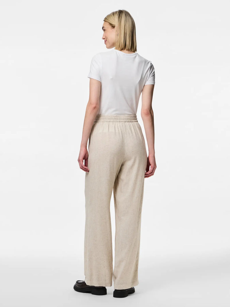 Pieces Pia housut - beige - naisten vaatteet - ohuet housut - alaosat - IHANA Store - lifestyle - muoti