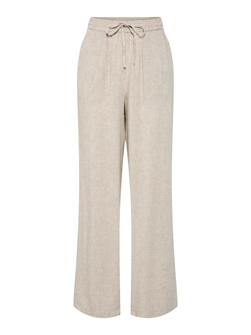 Pieces Pia housut - beige - naisten vaatteet - ohuet housut - alaosat - IHANA Store - lifestyle - muoti