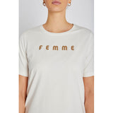 Rue de Femme Alvina Siv t-paita - valkoinen / kulta - printtipaidat - t-paidat -  naisten muoti - lifestyle - IHANA Store - kotimainen verkkokauppa