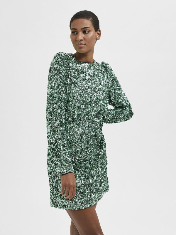 Selected Femme Colyn mekko - vihreä - juhlavaatteet - paljettimekko -naisten muoti - IHANA Store - lifestyle