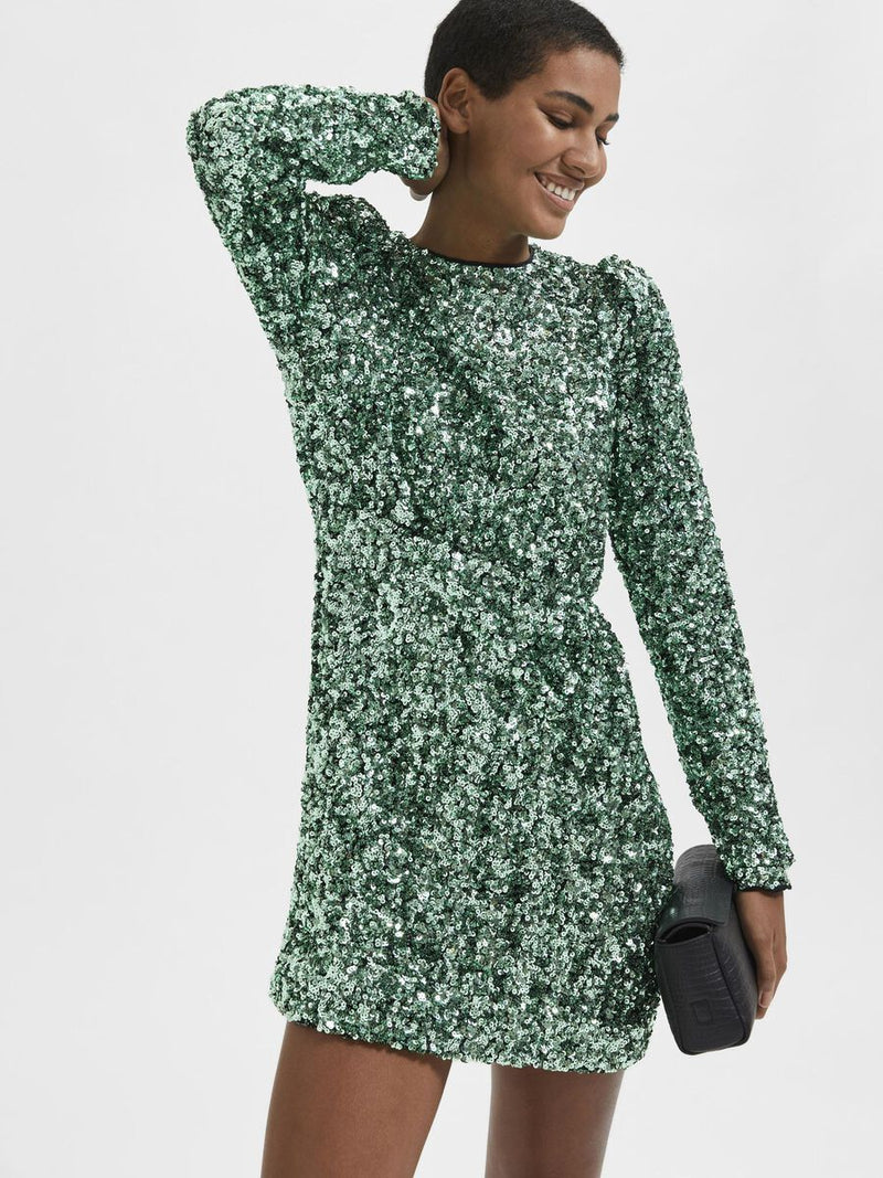 Selected Femme Colyn mekko - vihreä - juhlavaatteet - paljettimekko -naisten muoti - IHANA Store - lifestyle