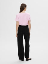 Selected Femme Essential t-paita - roosa - naisten lyhythihainen paita - v-aukko - Naisten vaatteet - IHANA Store - lifestyle - verkkokauppa - vaateliike