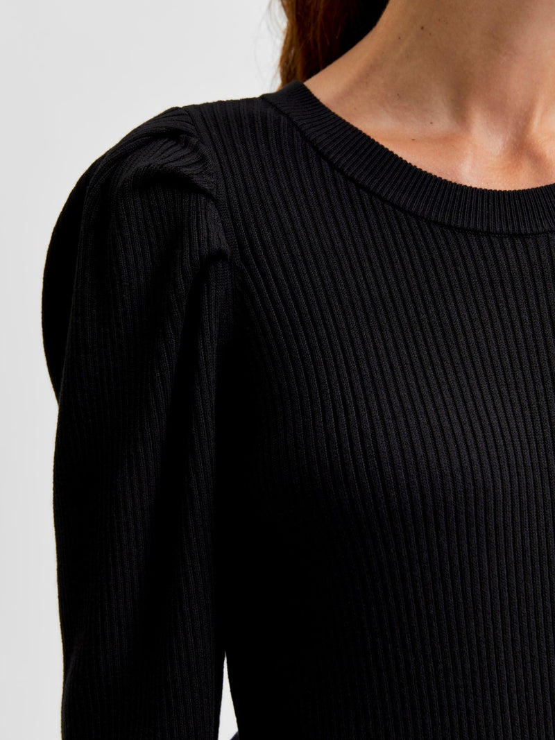 Selected Femme Isla neule - musta - viskoosineule - Naisten vaatteet - IHANA Store