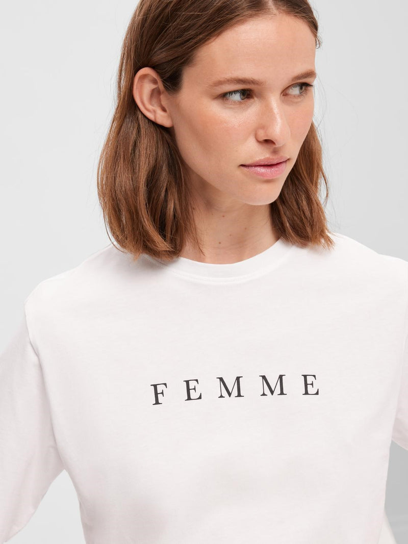 Selected Femme Vilja t-paita - valkoinen - printti t-paita - naisten vaatteet - muoti - IHANA Store - lifestyle - verkkokauppa