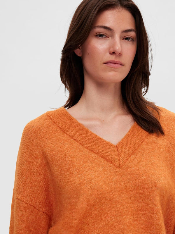 Selected Femme Maline neule - oranssi - Neuleet - Naisten vaatteet - IHANA Store - lifestylemyymälä