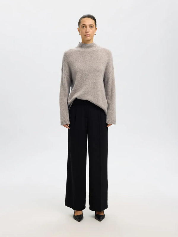 Selected Cille neule - beige - naisten neuleet - villavaatteet - naisten muoti - pukeutuminen - lifestyle - IHANA Store