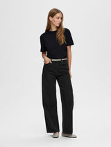 Selected Femme Essential boxy t-paita - pyöreä kaula-aukko - t-paita - musta - naisten vaatteet - IHANA Store