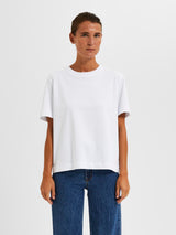 Selected Femme Essential t-paita - pyöreä kaula-aukko - t-paita - boxy - valkoinen - naisten vaatteet - IHANA Store - lifestyle - verkkokauppa