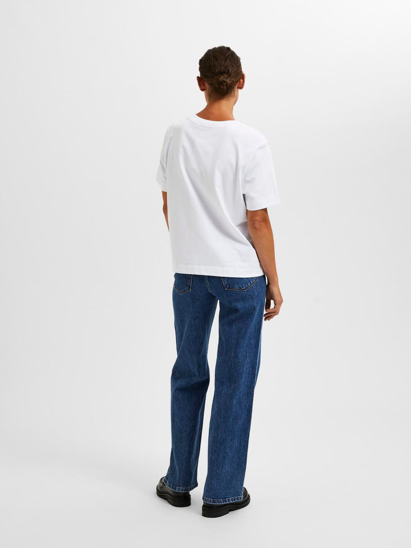 Selected Femme Essential t-paita - pyöreä kaula-aukko - t-paita - boxy - valkoinen - naisten vaatteet - IHANA Store - lifestyle - verkkokauppa