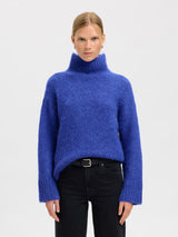 Selected Femme Gabriella pooloneule - sininen - naisten vaatteet - poolopaita - villapaita - IHANA Store 