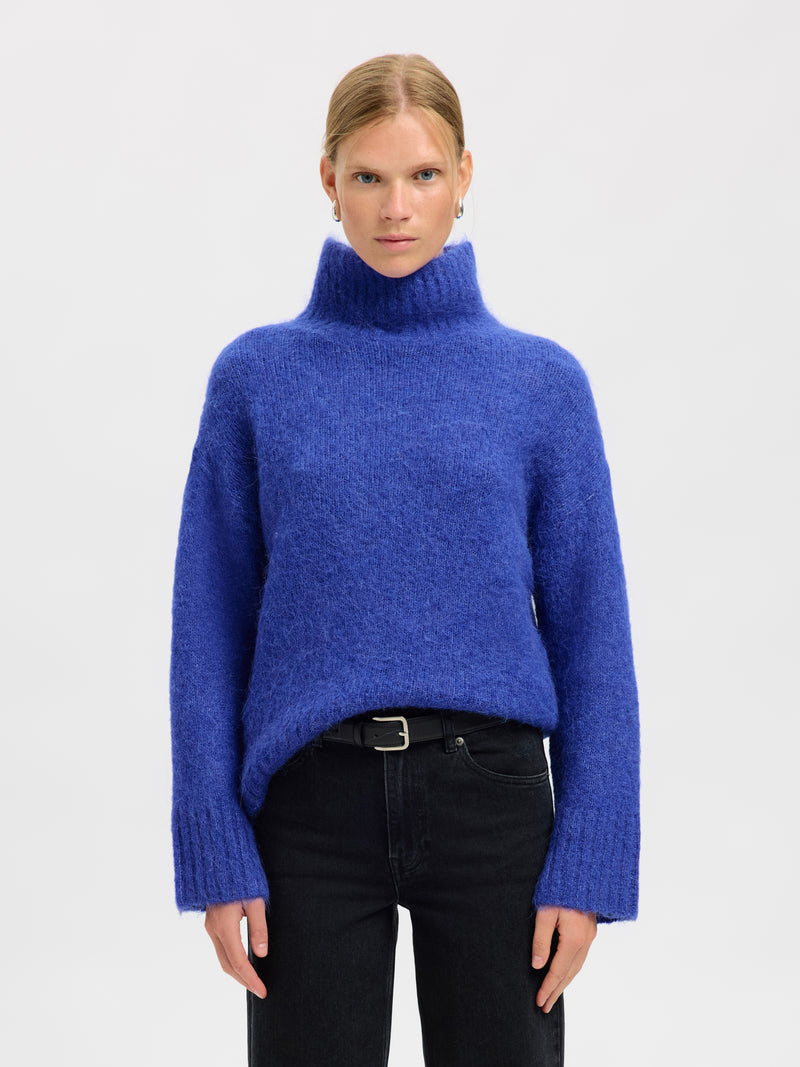 Selected Femme Gabriella pooloneule - sininen - naisten vaatteet - poolopaita - villapaita - IHANA Store 