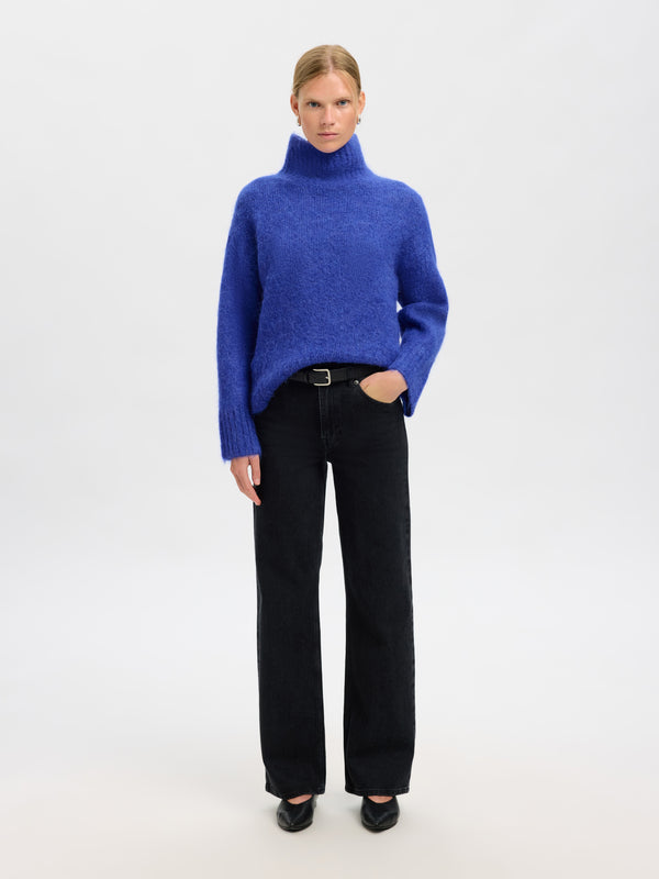 Selected Femme Gabriella pooloneule - sininen - naisten vaatteet - poolopaita - villapaita - IHANA Store 