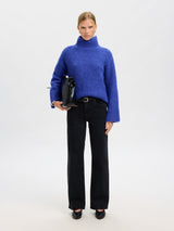 Selected Femme Gabriella pooloneule - sininen - naisten vaatteet - poolopaita - villapaita - IHANA Store 