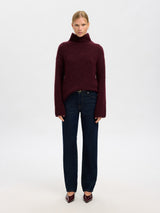 Selected Femme Gabriella pooloneule - viininpunainen - naisten vaatteet - poolopaita - villapaita - IHANA Store