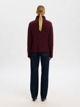 Selected Femme Gabriella pooloneule - viininpunainen - naisten vaatteet - poolopaita - villapaita - IHANA Store