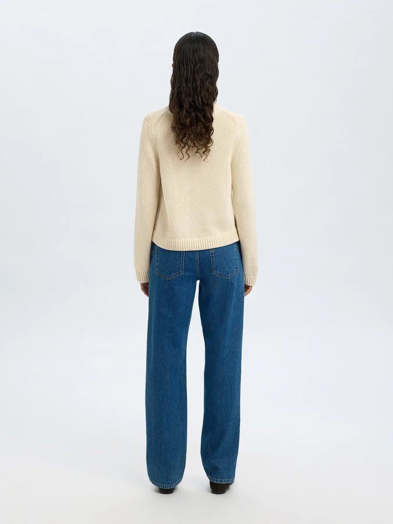 Selected Femme Ivy neuletakki - luonnonvalkoinen - naisten muoti - puketuminen - villaton neuletakki - lifestyle - IHANA Store