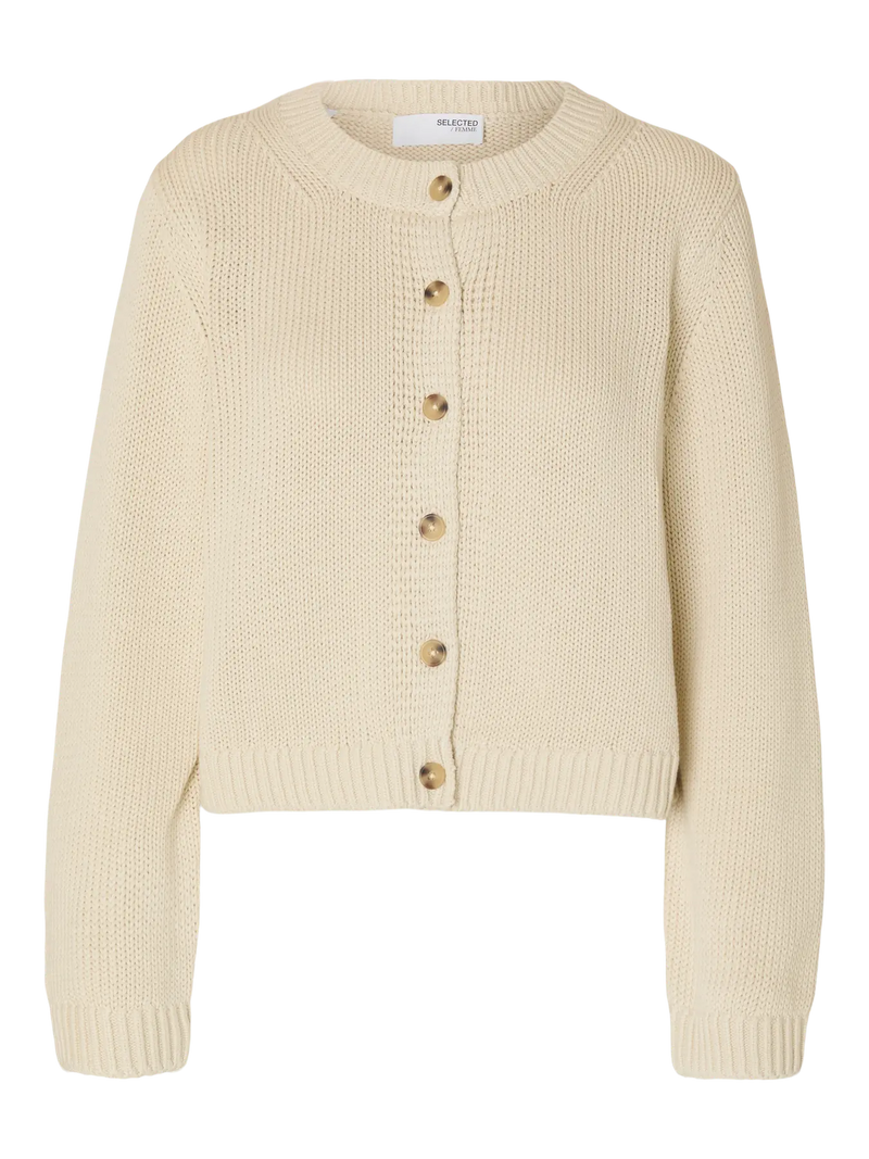 Selected Femme Ivy neuletakki - luonnonvalkoinen - naisten muoti - puketuminen - villaton neuletakki - lifestyle - IHANA Store