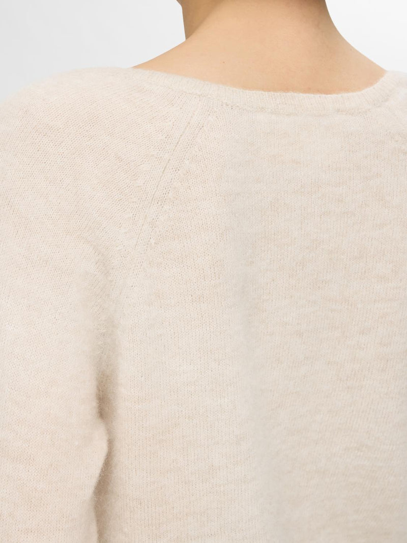 Selected Femme Lulu neule - beige - villaneule - v-aukko - v-aukkoinen neule - naisten vaatteet - IHANA Store 