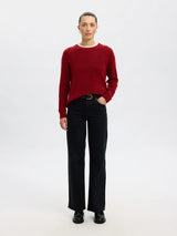 Selected Femme Lulu neule - punainen - villaneule - o-aukko - o-aukkoinen neule - naisten vaatteet - IHANA Store 