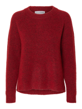 Selected Femme Lulu neule - punainen - villaneule - o-aukko - o-aukkoinen neule - naisten vaatteet - IHANA Store 