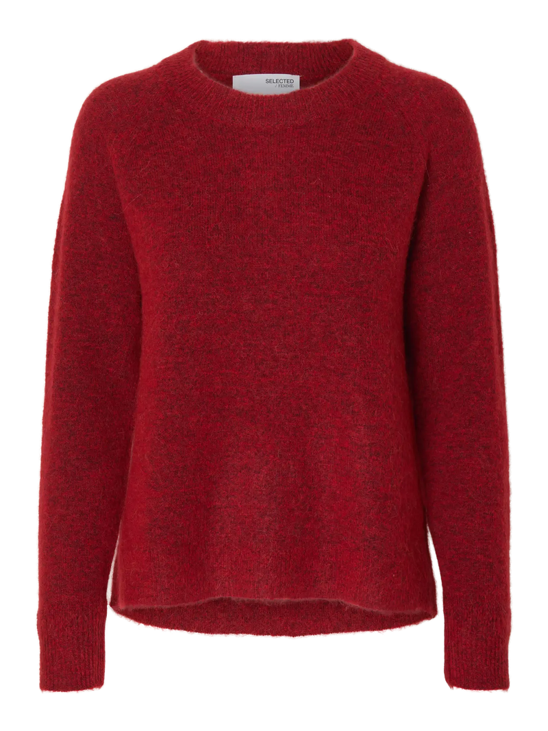 Selected Femme Lulu neule - punainen - villaneule - o-aukko - o-aukkoinen neule - naisten vaatteet - IHANA Store 