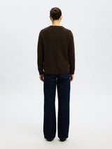 Selected Femme Lulu neule - ruskea - villaneule - o-aukko - o-aukkoinen neule - naisten vaatteet - IHANA Store 