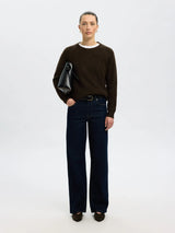 Selected Femme Lulu neule - ruskea - villaneule - o-aukko - o-aukkoinen neule - naisten vaatteet - IHANA Store 