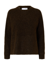 Selected Femme Lulu neule - ruskea - villaneule - o-aukko - o-aukkoinen neule - naisten vaatteet - IHANA Store 