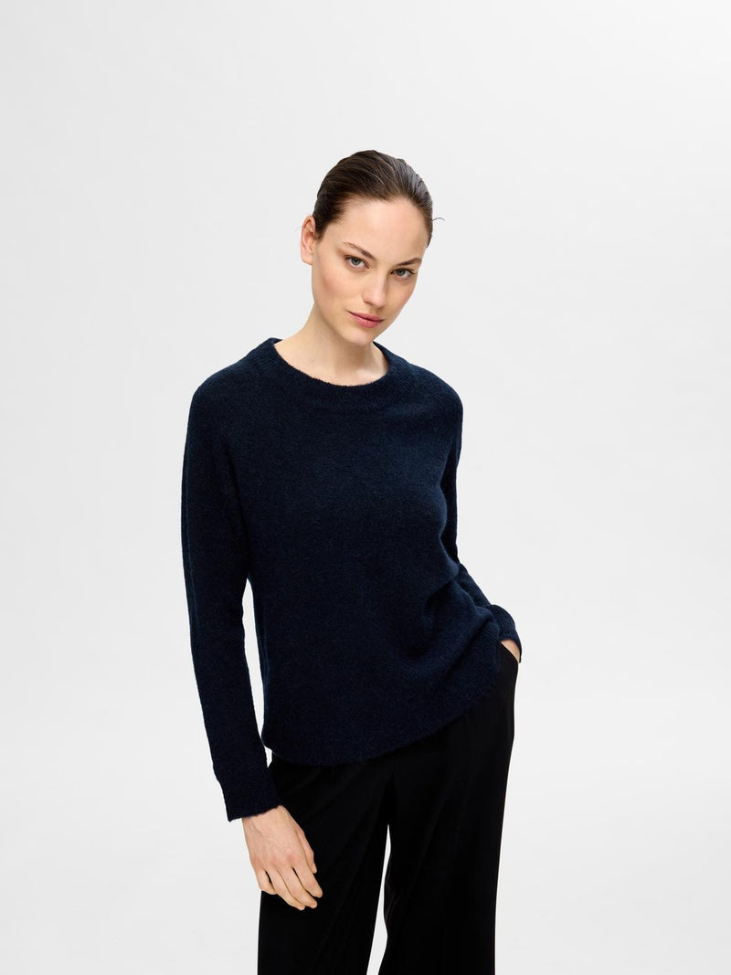 Selected Femme Lulu o-aukkoinen neule - sininen - neuleet - Naisten vaatteet - muoti - pukeutuminen - lifestyle - IHANA Store - verkkokauppa
