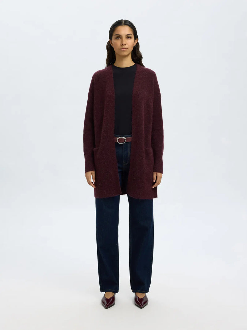 Selected Femme Lulu neuletakki  - viininpunainen - naisten neuletakit - muoti - lifestylemyymälä - IHANA Store