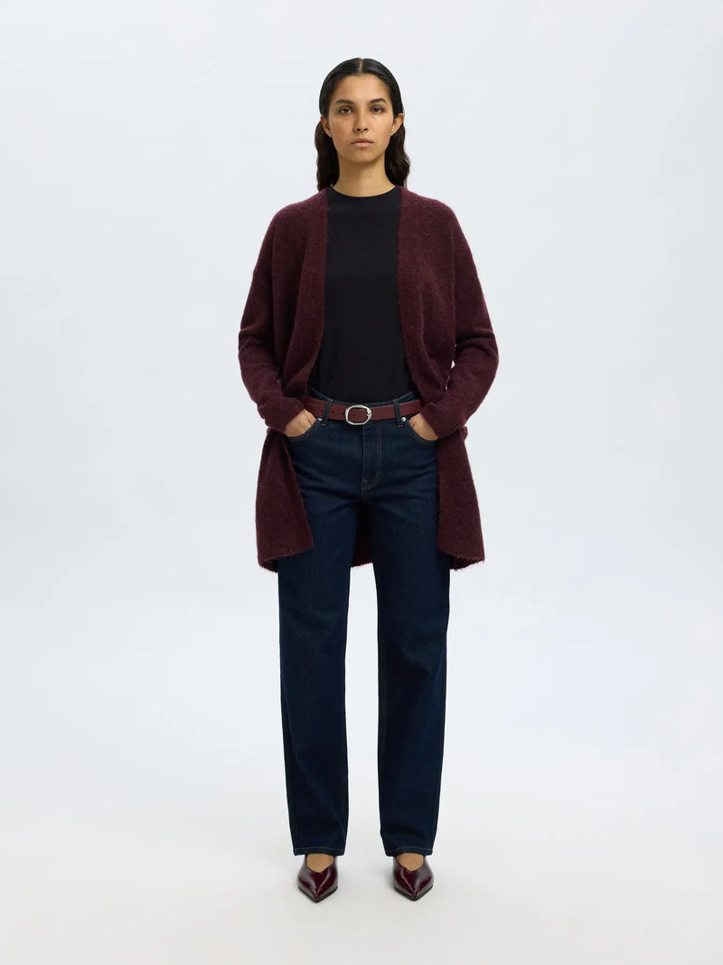Selected Femme Lulu neuletakki  - viininpunainen - naisten neuletakit - muoti - lifestylemyymälä - IHANA Store