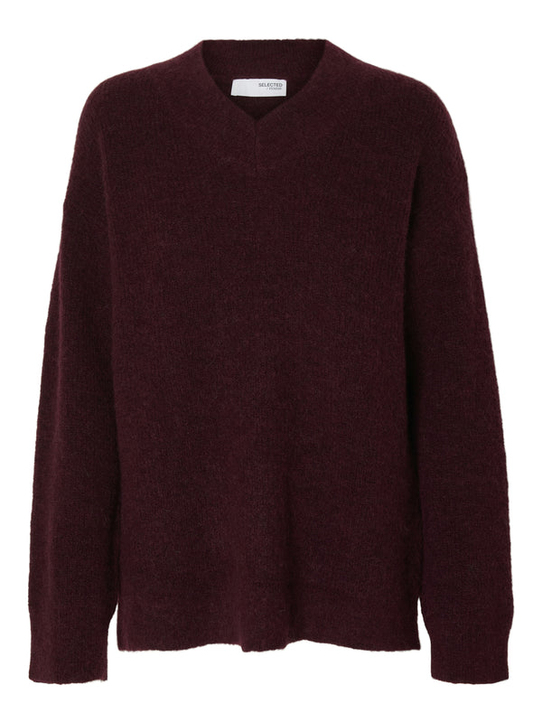 Selected_Femme_Sia_neule -viininpunainen - naisten neuleet - ylellinen neule - muoti - lifestyle - IHANA Store