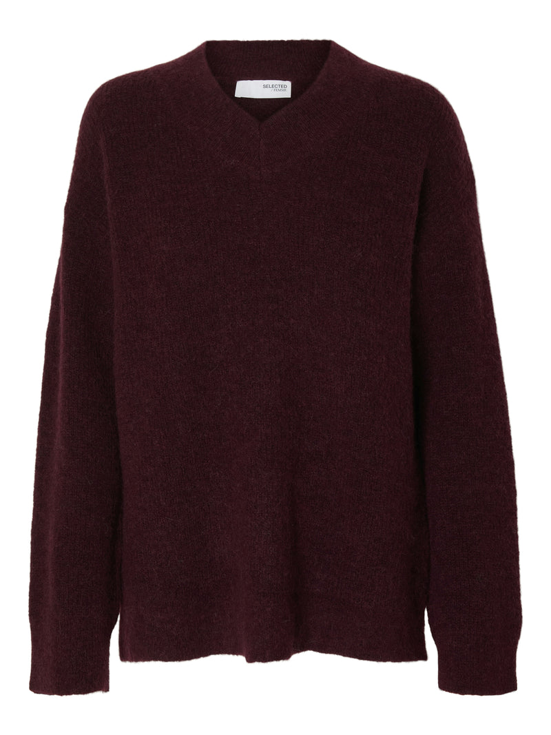 Selected_Femme_Sia_neule -viininpunainen - naisten neuleet - ylellinen neule - muoti - lifestyle - IHANA Store