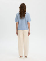 Selected Lulu neule lyhythihainen - vaaleansininen - neuleet - lyhythihaiset neuleet - naisten muoti - lifestylemyymälä - IHANA Store - kotimainen verkkokauppa