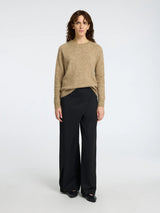 Selected Femme Lulu neule - beige - villaneule - o-aukko - o-aukkoinen neule - naisten vaatteet - lifestylemyymälä - IHANA Store 