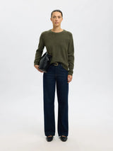 Selected Femme Lulu neule - vihreä - naisten neulepusero - o-aukkoinen neule - naisten vaatteet - IHANA Store