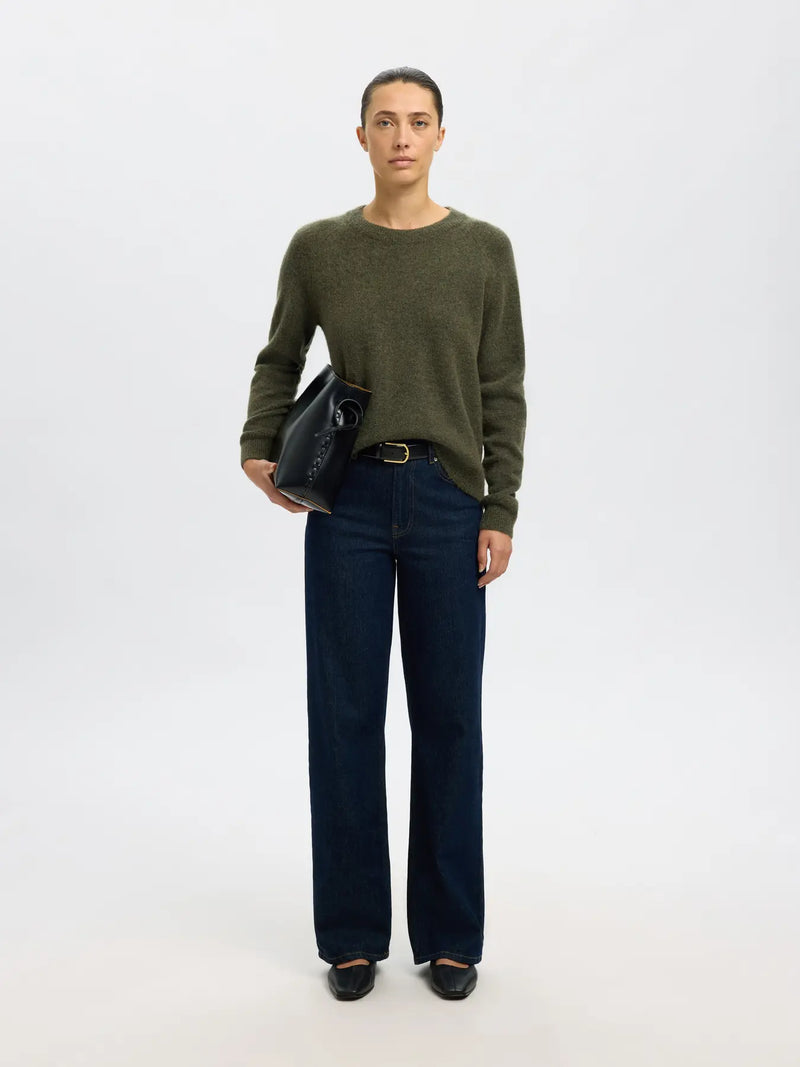 Selected Femme Lulu neule - vihreä - naisten neulepusero - o-aukkoinen neule - naisten vaatteet - IHANA Store