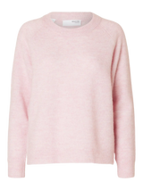 Selected Femme Lulu neule - roosa - villaneule - o-aukko - o-aukkoinen neule - naisten vaatteet - IHANA Store 