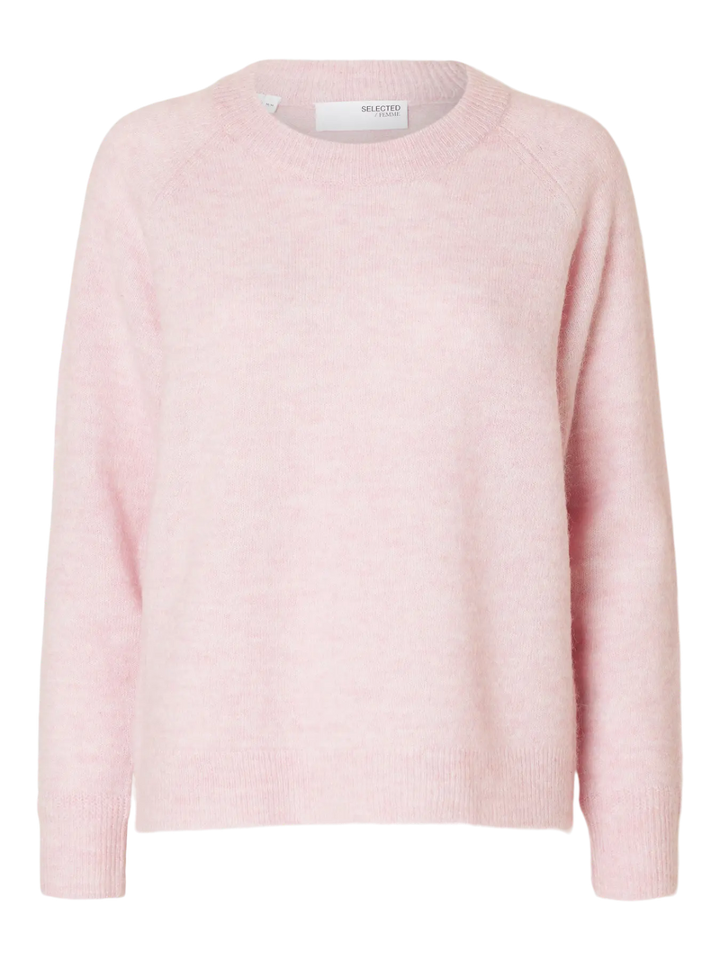 Selected Femme Lulu neule - roosa - villaneule - o-aukko - o-aukkoinen neule - naisten vaatteet - IHANA Store 